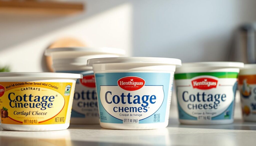 A bright and well-lit close-up shot of a variety of cottage cheese containers, highlighting their different textures, fat contents, and brand labels. The containers are arranged in the foreground, with a soft, defocused background that suggests a clean, modern kitchen setting. The lighting is natural and flattering, casting subtle shadows that accentuate the shapes and surfaces of the cottage cheese containers. The overall mood is one of quality, freshness, and attention to detail, conveying the idea of selecting the best cottage cheese for recipes. A bright and well-lit close-up shot of a variety of cottage cheese containers, highlighting their different textures, fat contents, and brand labels. The containers are arranged in the foreground, with a soft, defocused background that suggests a clean, modern kitchen setting. The lighting is natural and flattering, casting subtle shadows that accentuate the shapes and surfaces of the cottage cheese containers. The overall mood is one of quality, freshness, and attention to detail, conveying the idea of selecting the best cottage cheese for recipes.