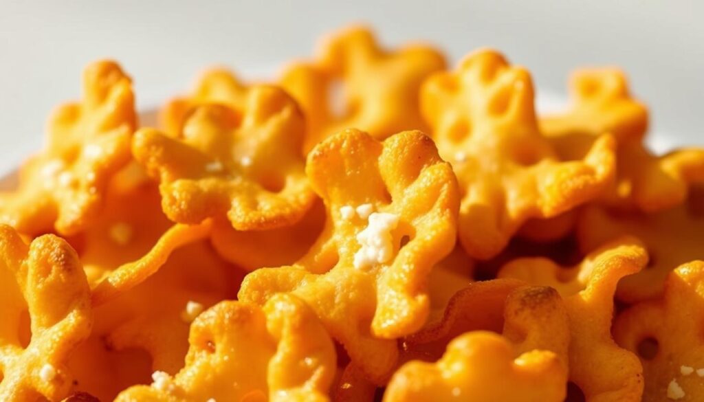 A close-up shot of protein-rich cottage cheese chips, glistening under warm, natural lighting. The chips are arranged in a visually appealing manner, showcasing their crisp, golden-brown texture and edges. The cottage cheese is clearly visible, giving the chips a unique and inviting appearance. The background is clean and minimalist, allowing the chips to be the star of the image. The overall atmosphere is one of health, indulgence, and appetite appeal, perfectly suiting the section's title "Why These Protein-Packed Chips Are Your New Favorite Snack".